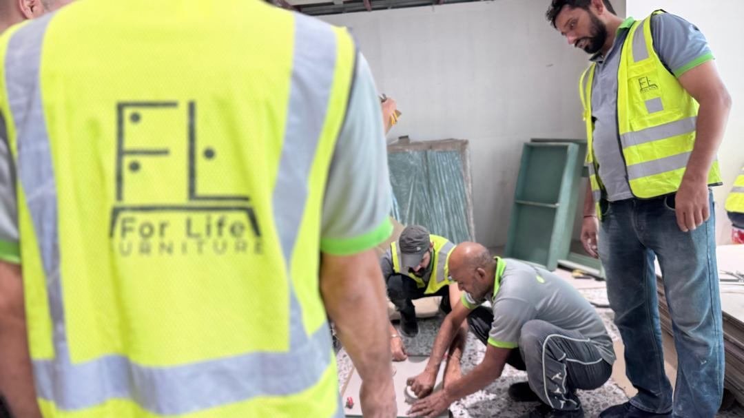 For Life Furniture installation team on-site in Dubai